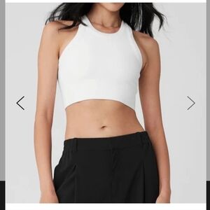 ALO Yoga White Fitted Crop Tank Top